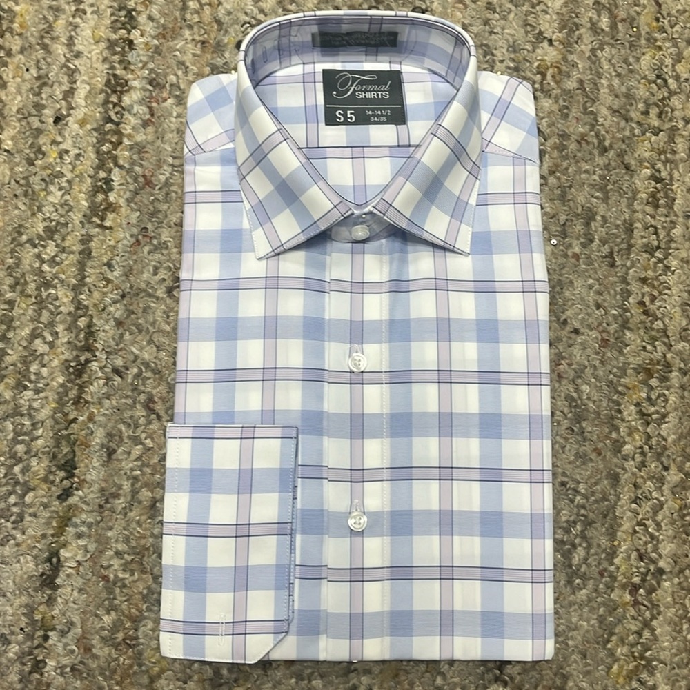 Plaid Microfiber Spread Collar Long Sleeve Formal  Shirt
Non-Fitted